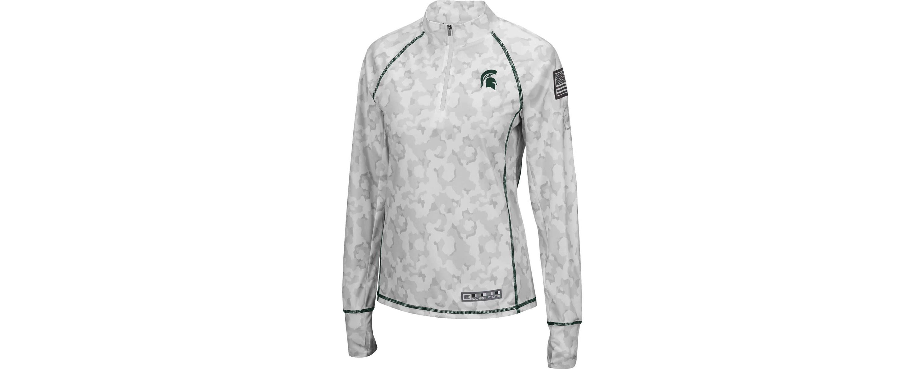 NCAA Michigan State Spartans OHT Military Appreciation Officer Arctic Fitted Lightweight 1/4-Zip Jacket