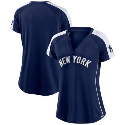 MLB Fanatics New York Yankees True Classic League Diva Pinstripe Raglan V-Neck T-Shirt
