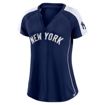 MLB Fanatics New York Yankees True Classic League Diva Pinstripe Raglan V-Neck T-Shirt