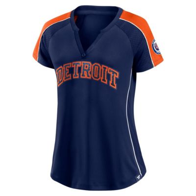 MLB Fanatics Detroit Tigers True Classic League Diva Pinstripe Raglan V-Neck T-Shirt