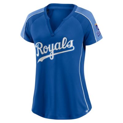 MLB Fanatics Royal/Light Kansas City Royals True Classic League Diva Pinstripe Raglan V-Neck T-Shirt