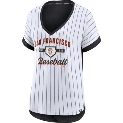 MLB Fanatics San Francisco Giants Iconic Noise Factor Pinstripe V-Neck T-Shirt