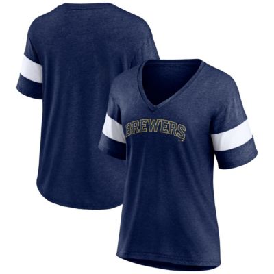 MLB Fanatics ed Milwaukee Brewers Wordmark V-Neck Tri-Blend T-Shirt