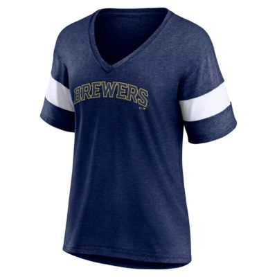 MLB Fanatics ed Milwaukee Brewers Wordmark V-Neck Tri-Blend T-Shirt