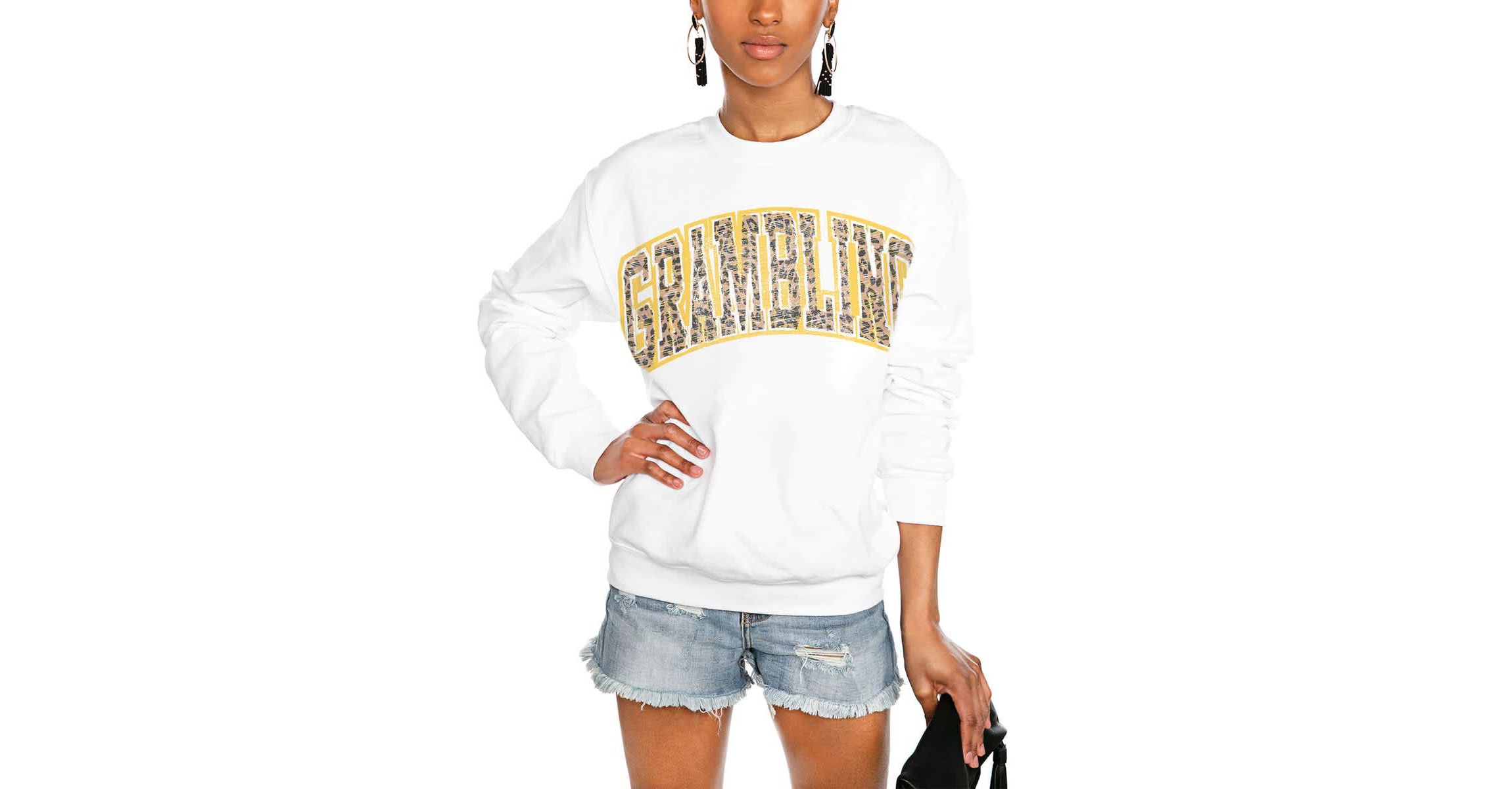 Grambling State Tigers NCAA Grambling Tigers Distressed Snap Perfect Oversized Pullover Sweatshirt