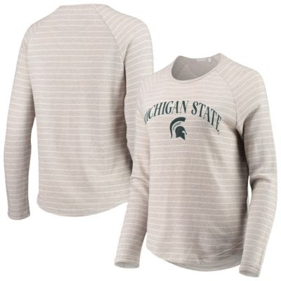 NCAA ed Michigan State Spartans Seaside Striped French Terry Raglan Pullover Sweatshirt