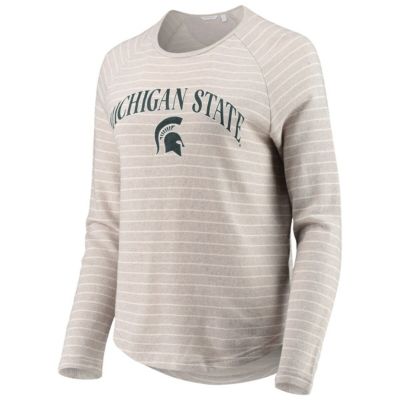 NCAA ed Michigan State Spartans Seaside Striped French Terry Raglan Pullover Sweatshirt