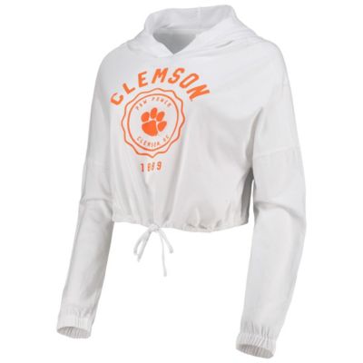 NCAA Clemson Tigers Poppy Cinched Cropped Hoodie Long Sleeve T-Shirt