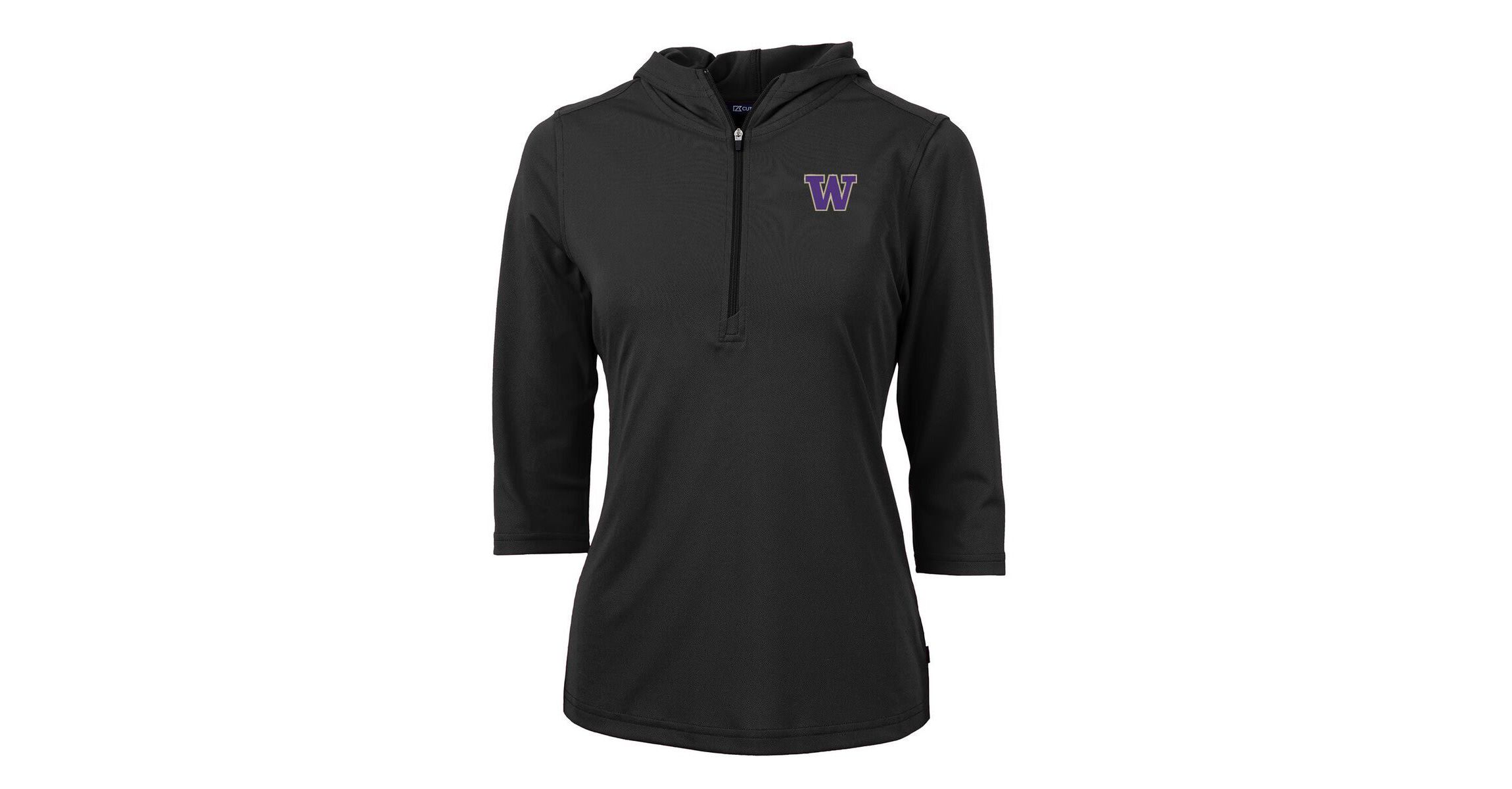 NCAA Washington Huskies Virtue Eco Pique 3/4 Sleeve Half-Zip Pullover Hoodie