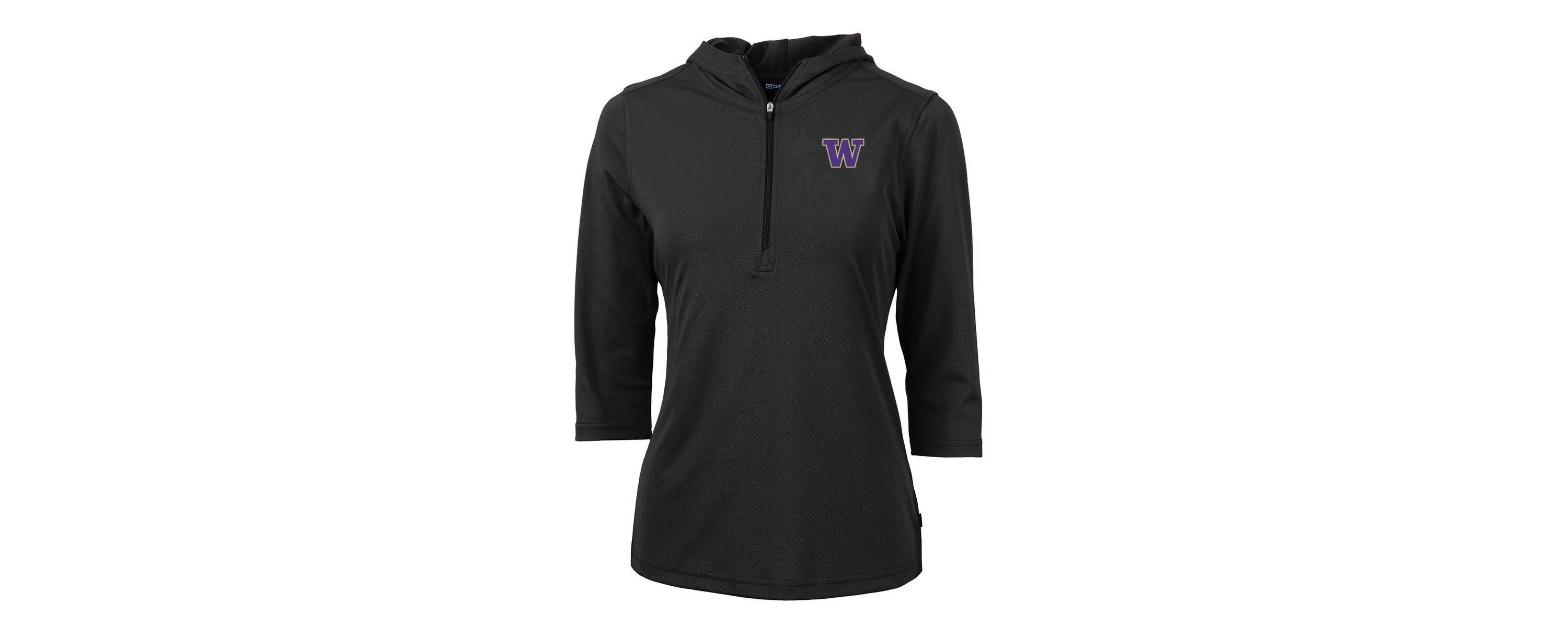 NCAA Washington Huskies Virtue Eco Pique 3/4 Sleeve Half-Zip Pullover Hoodie