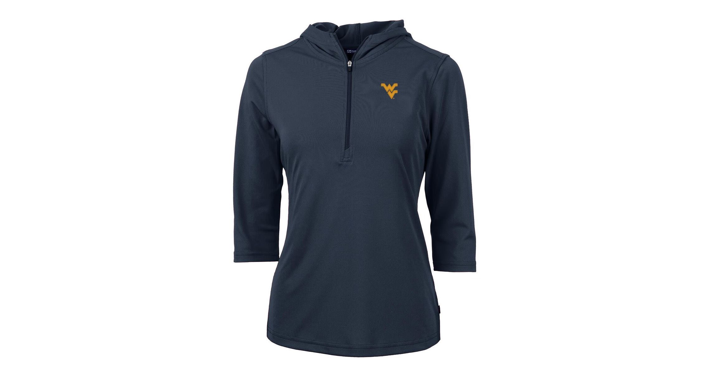 NCAA West Virginia Mountaineers Virtue Eco Pique 3/4 Sleeve Half-Zip Pullover Hoodie