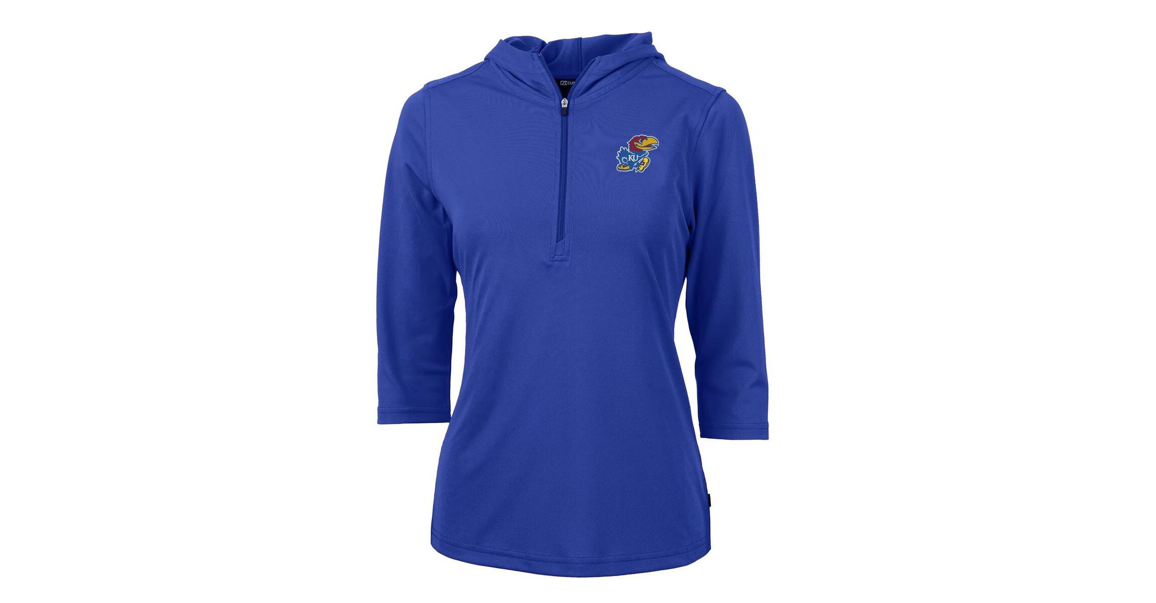 NCAA Kansas Jayhawks Virtue Eco Pique 3/4 Sleeve Half-Zip Pullover Hoodie