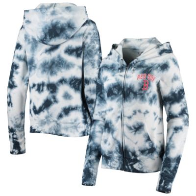 New Era Women's Boston Red Sox MLB Boston Sox Tie-Dye Fleece Full-Zip Hoodie, Navy Blue, Small