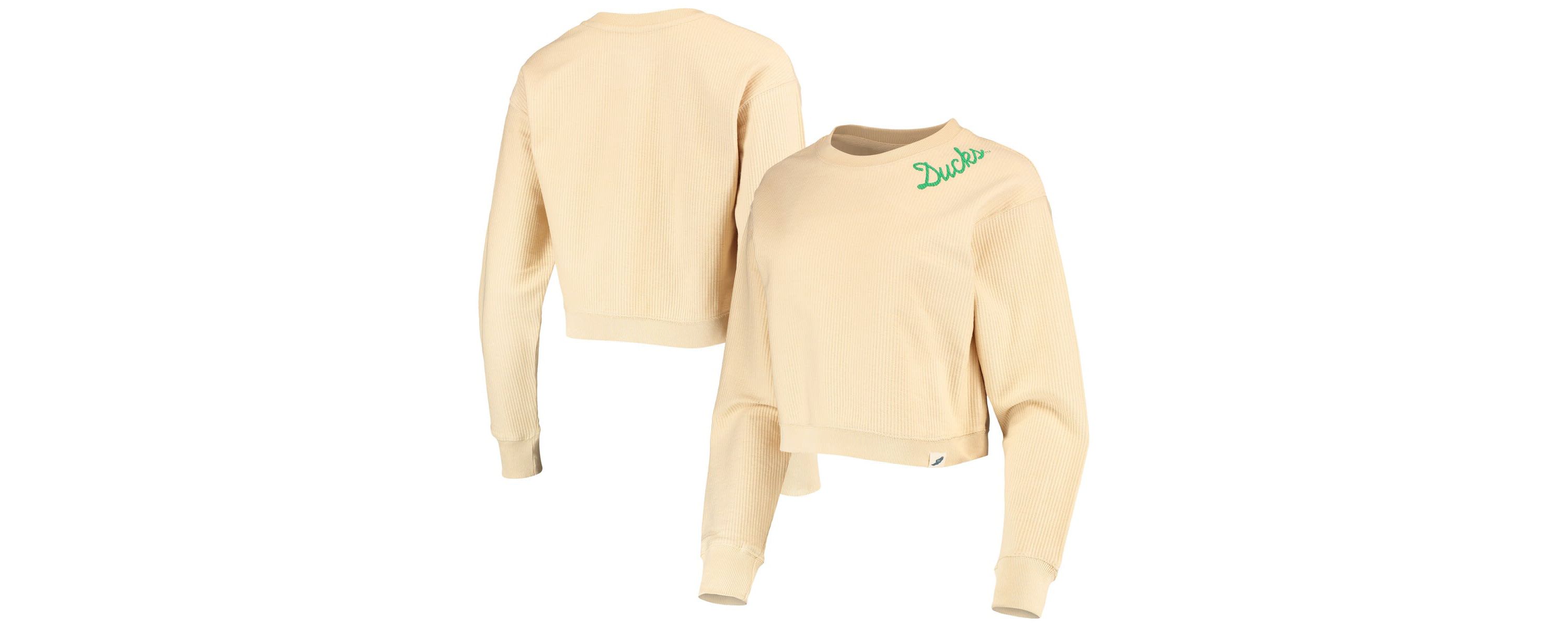 NCAA Oregon Ducks Corded Timber Cropped Pullover Sweatshirt