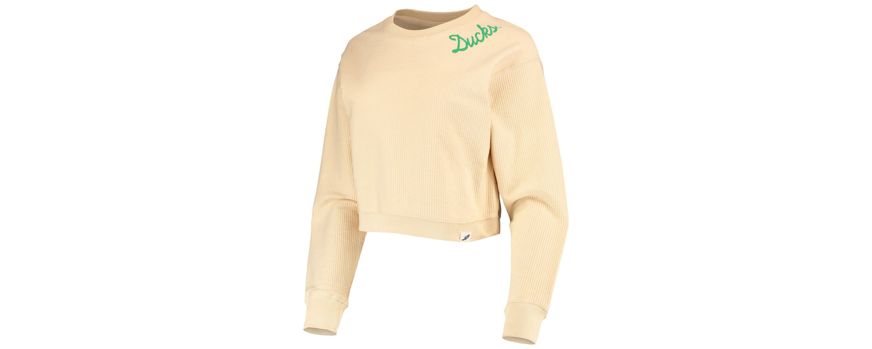 NCAA Oregon Ducks Corded Timber Cropped Pullover Sweatshirt