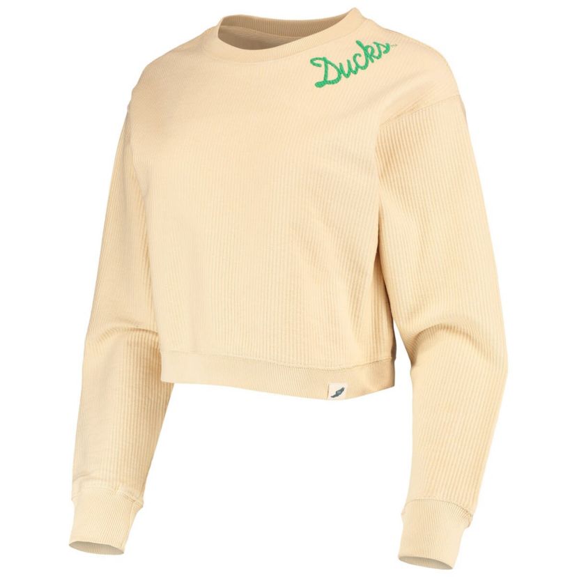 NCAA Oregon Ducks Corded Timber Cropped Pullover Sweatshirt