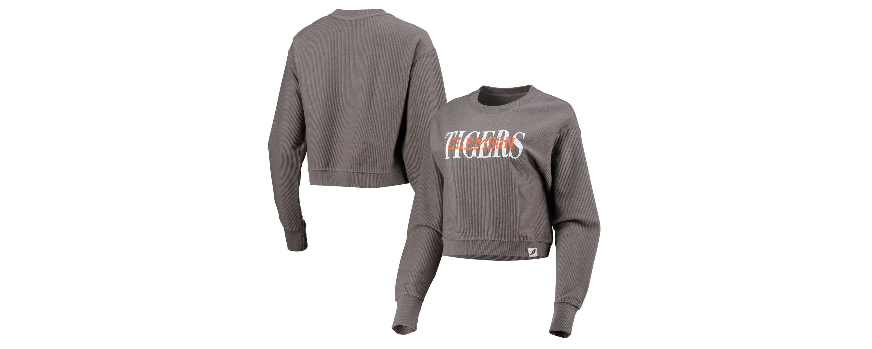 NCAA Clemson Tigers Classic Corded Timber Crop Pullover Sweatshirt