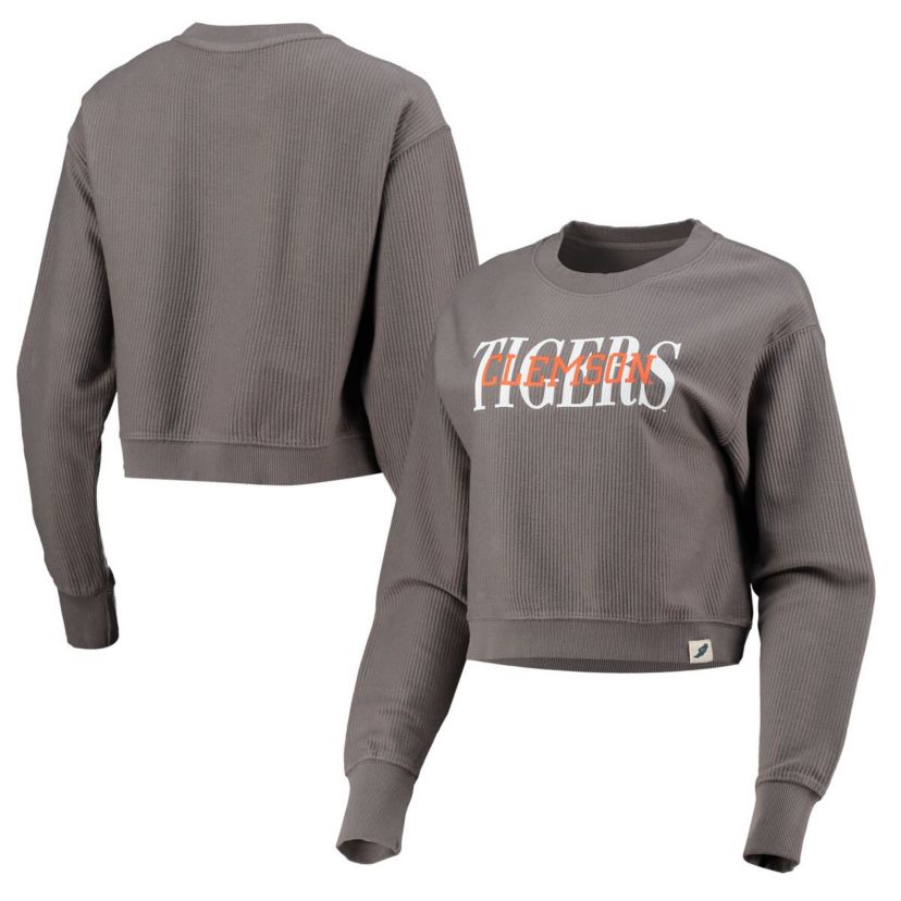 NCAA Clemson Tigers Classic Corded Timber Crop Pullover Sweatshirt