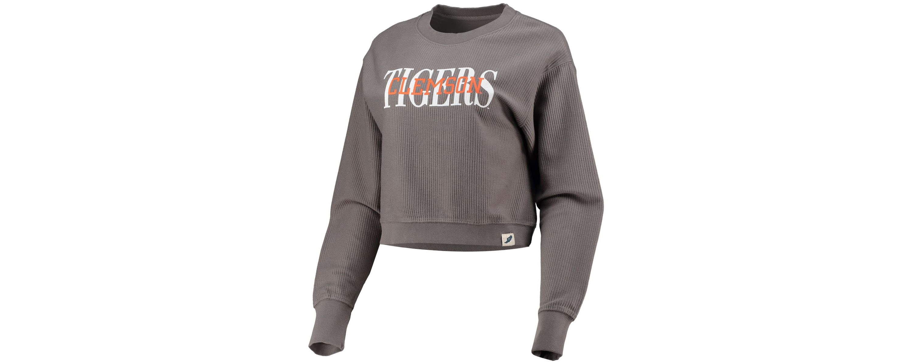 NCAA Clemson Tigers Classic Corded Timber Crop Pullover Sweatshirt