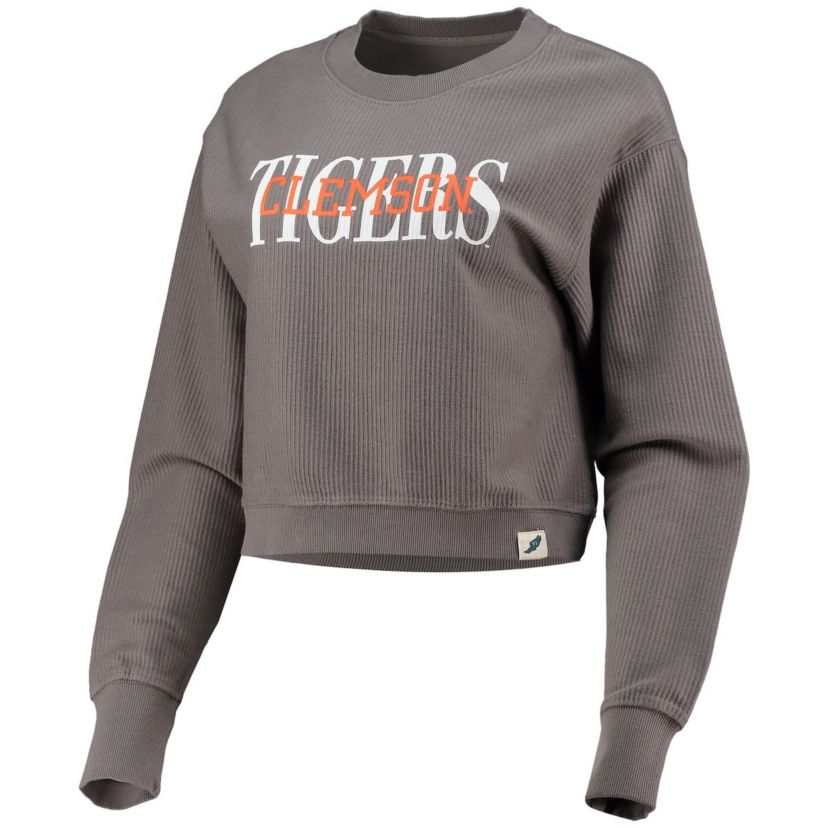 NCAA Clemson Tigers Classic Corded Timber Crop Pullover Sweatshirt