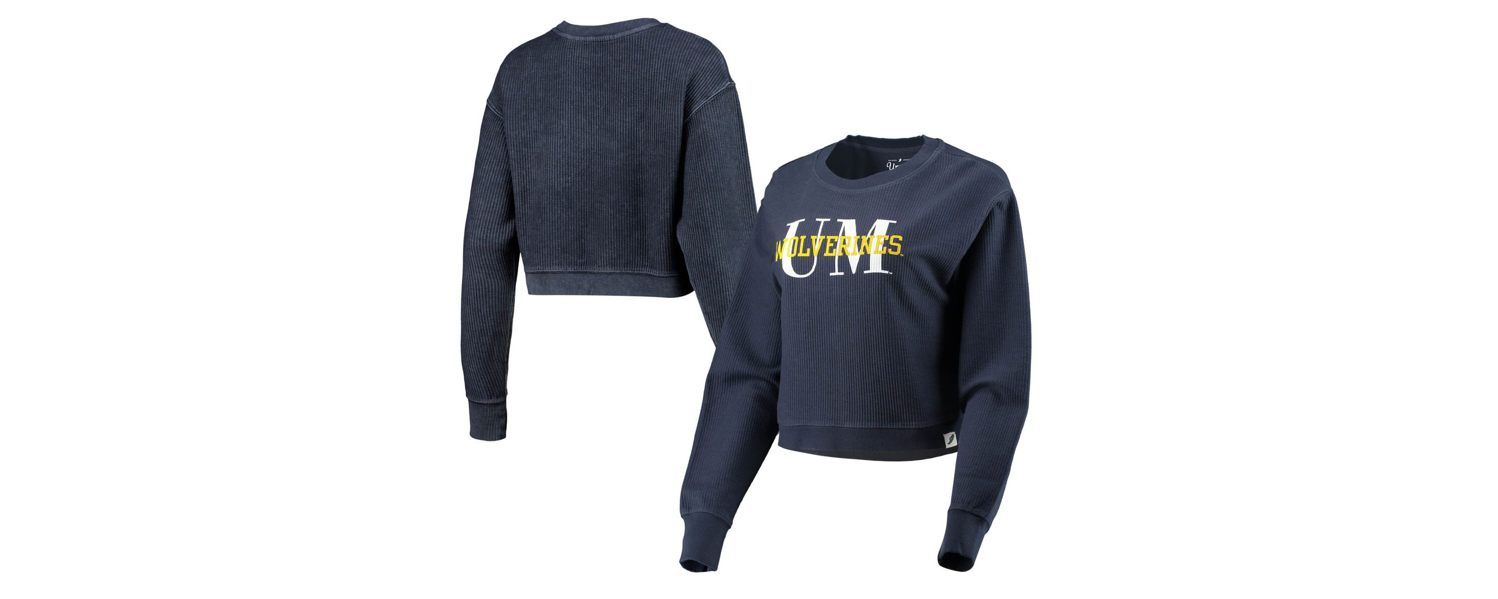 NCAA Michigan Wolverines Classic Corded Timber Crop Pullover Sweatshirt