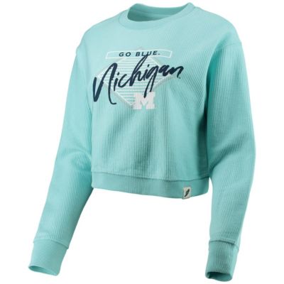 NCAA Light Michigan Wolverines Corded Timber Crop Pullover Sweatshirt