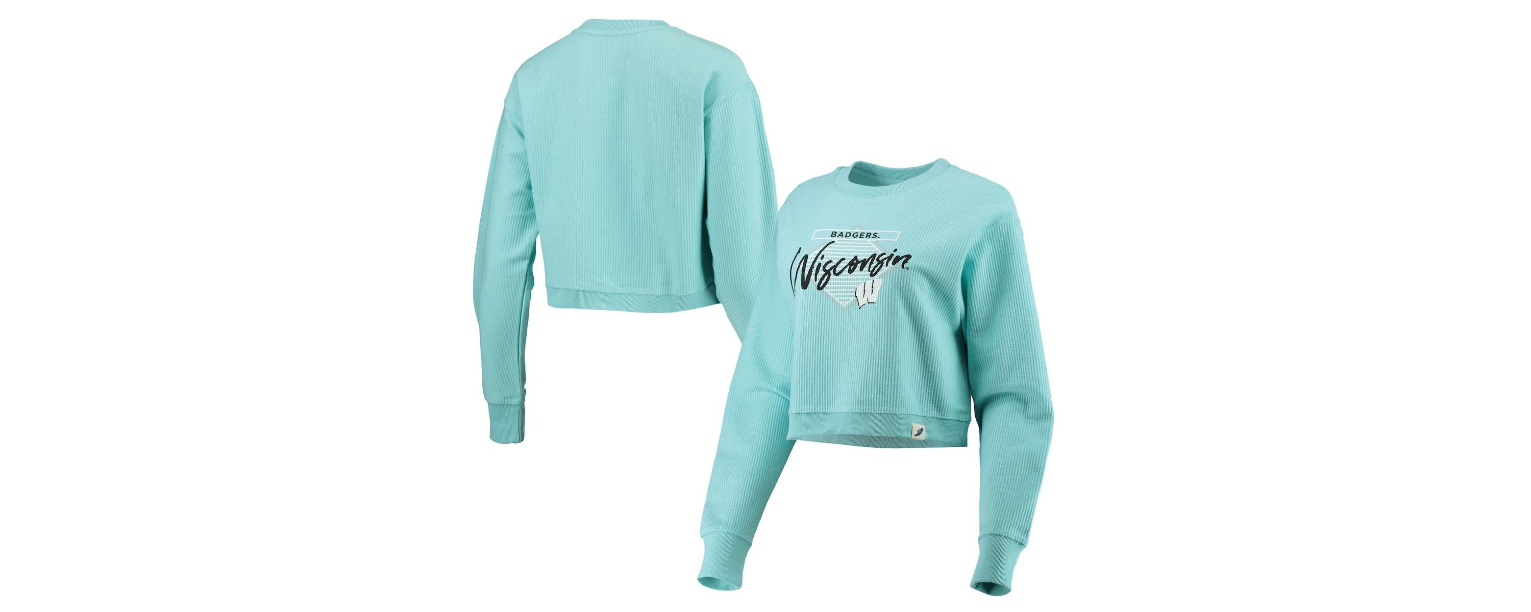 NCAA Light Wisconsin Badgers Corded Timber Crop Pullover Sweatshirt