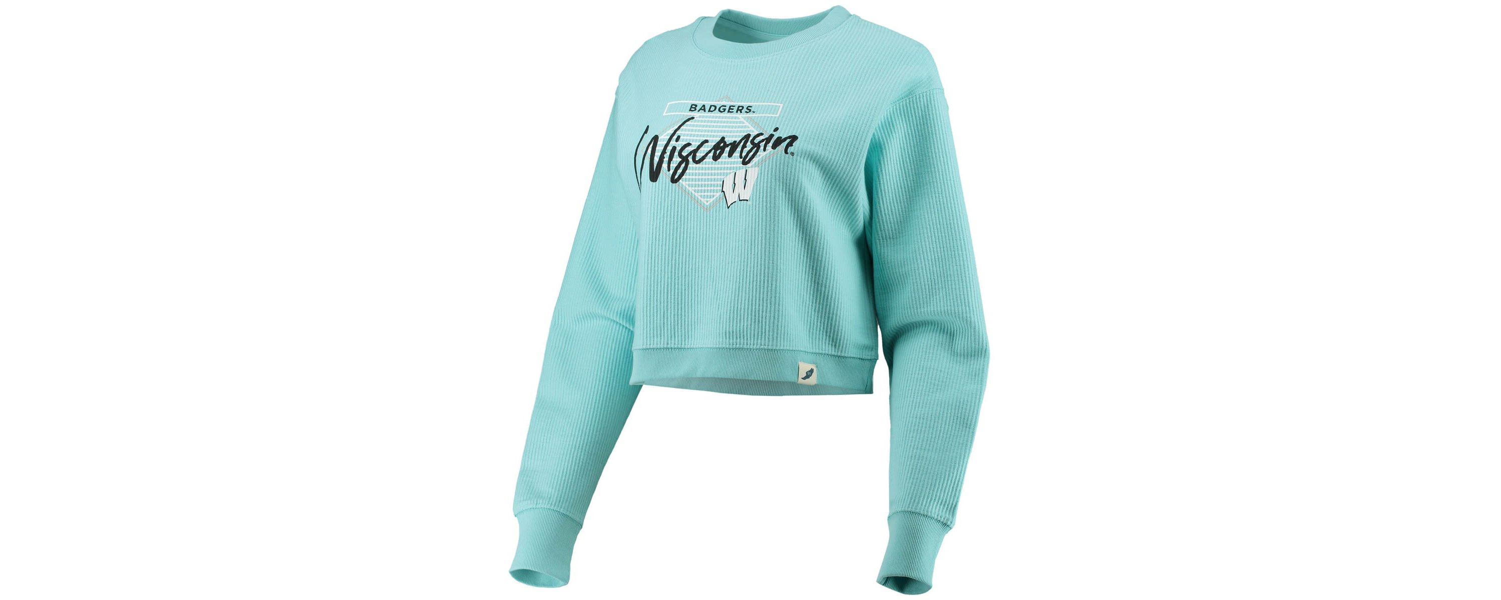 NCAA Light Wisconsin Badgers Corded Timber Crop Pullover Sweatshirt