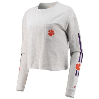 NCAA ed Clemson Tigers Clothesline Cotton Midi Crop Long Sleeve T-Shirt