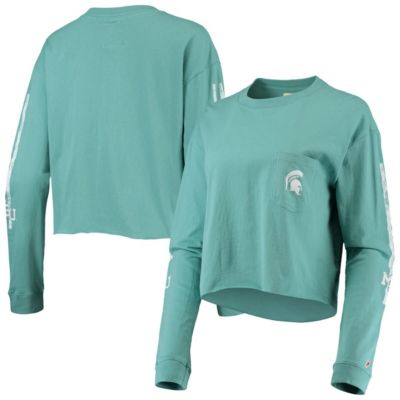 NCAA Michigan State Spartans Clothesline Cotton Midi Crop Long Sleeve T-Shirt