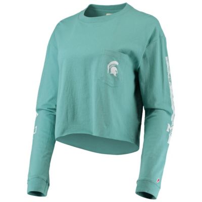 NCAA Michigan State Spartans Clothesline Cotton Midi Crop Long Sleeve T-Shirt