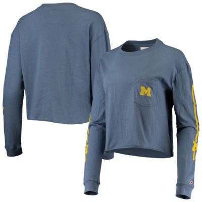 NCAA Michigan Wolverines Clothesline Cotton Midi Crop Long Sleeve T-Shirt