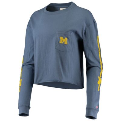 NCAA Michigan Wolverines Clothesline Cotton Midi Crop Long Sleeve T-Shirt