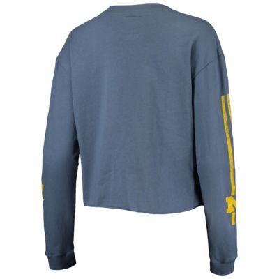 NCAA Michigan Wolverines Clothesline Cotton Midi Crop Long Sleeve T-Shirt