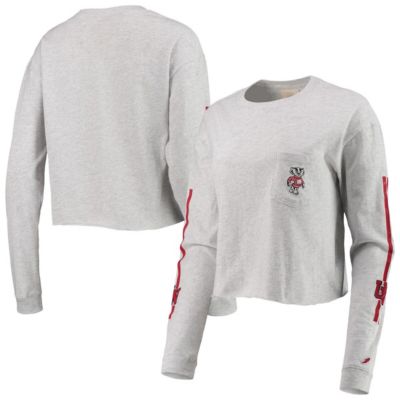 NCAA ed Wisconsin Badgers Clothesline Cotton Midi Crop Long Sleeve T-Shirt