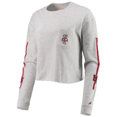 NCAA ed Wisconsin Badgers Clothesline Cotton Midi Crop Long Sleeve T-Shirt