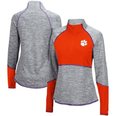 NCAA ed Clemson Tigers Color Block Space-Dye Raglan Quarter-Zip Top