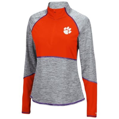 NCAA ed Clemson Tigers Color Block Space-Dye Raglan Quarter-Zip Top