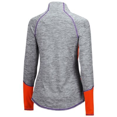 NCAA ed Clemson Tigers Color Block Space-Dye Raglan Quarter-Zip Top