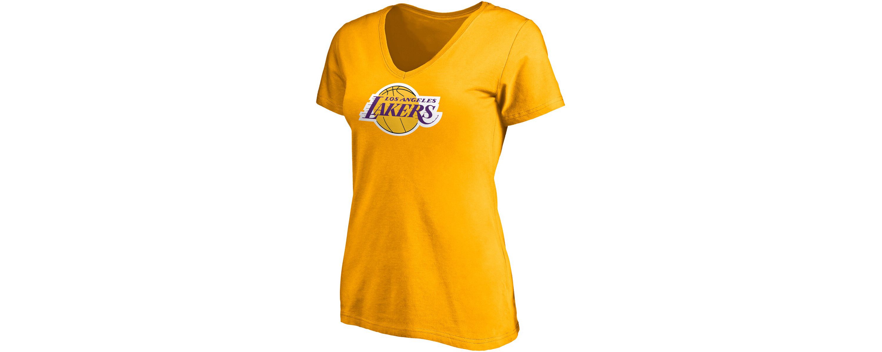NBA Fanatics LeBron James Los Angeles Lakers Logo Playmaker Name & Number V-Neck T-Shirt