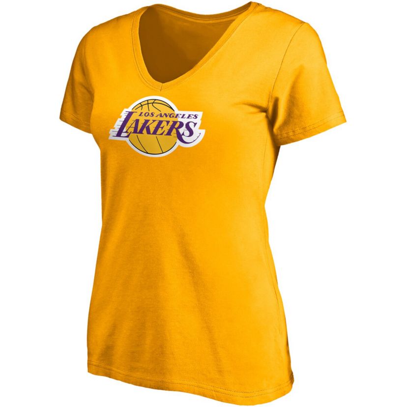 NBA Fanatics LeBron James Los Angeles Lakers Logo Playmaker Name & Number V-Neck T-Shirt