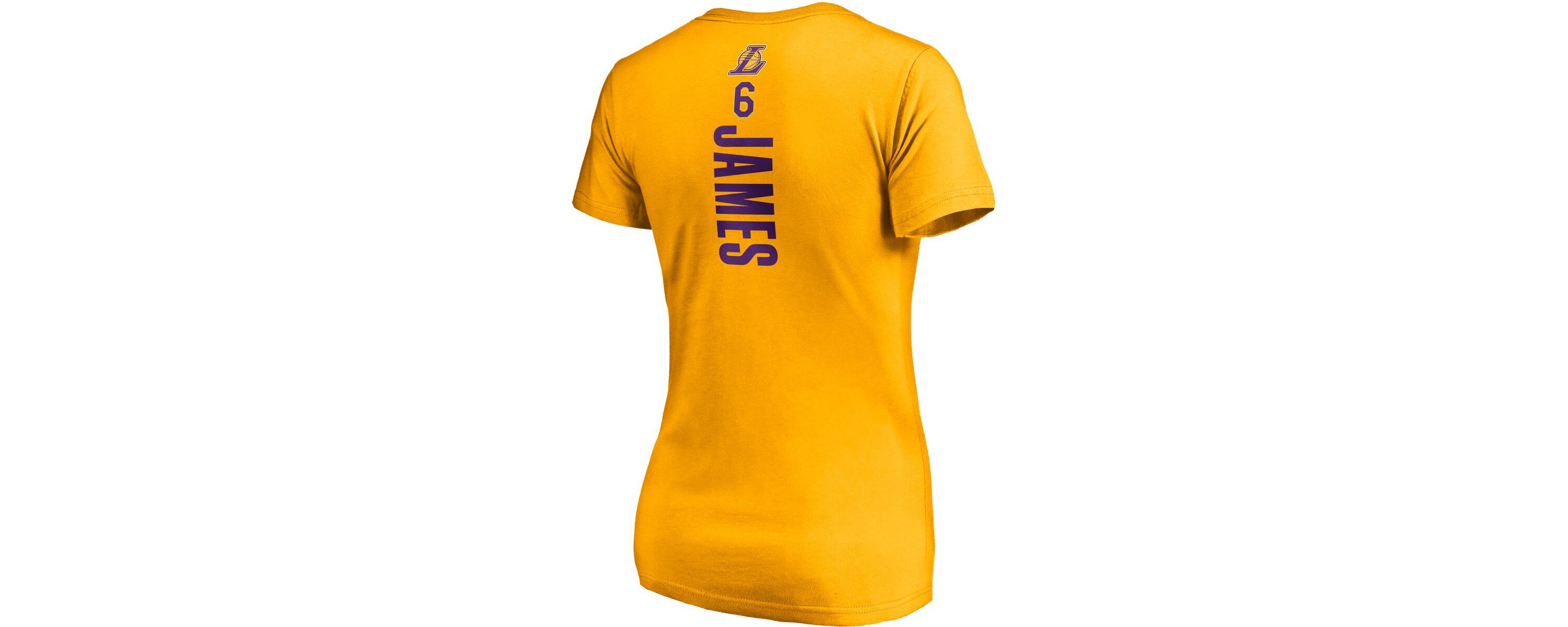 NBA Fanatics LeBron James Los Angeles Lakers Logo Playmaker Name & Number V-Neck T-Shirt