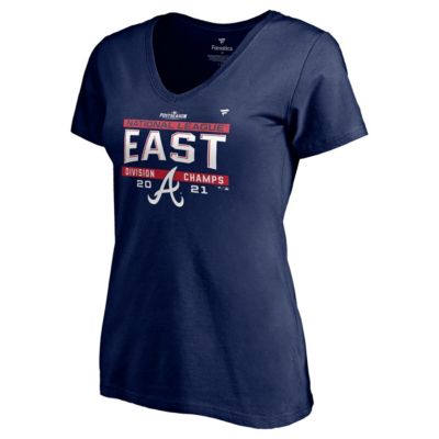 MLB Fanatics Atlanta Braves 2021 NL East Division s Locker Room Plus Size V-Neck T-Shirt