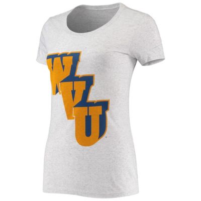 NCAA West Virginia Mountaineers Block Basketball Logo Vintage Tri-Blend T-Shirt