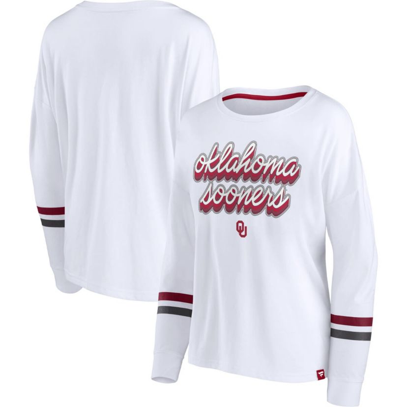 NCAA Fanatics Oklahoma Sooners Retro Power Striped Long Sleeve T-Shirt