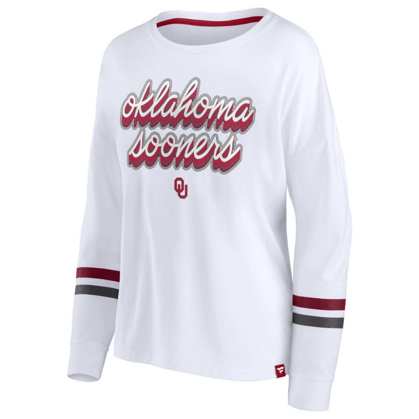 NCAA Fanatics Oklahoma Sooners Retro Power Striped Long Sleeve T-Shirt