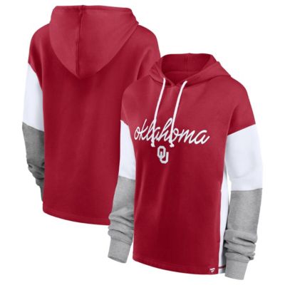 NCAA Fanatics Oklahoma Sooners Play It Safe Colorblock Pullover Hoodie