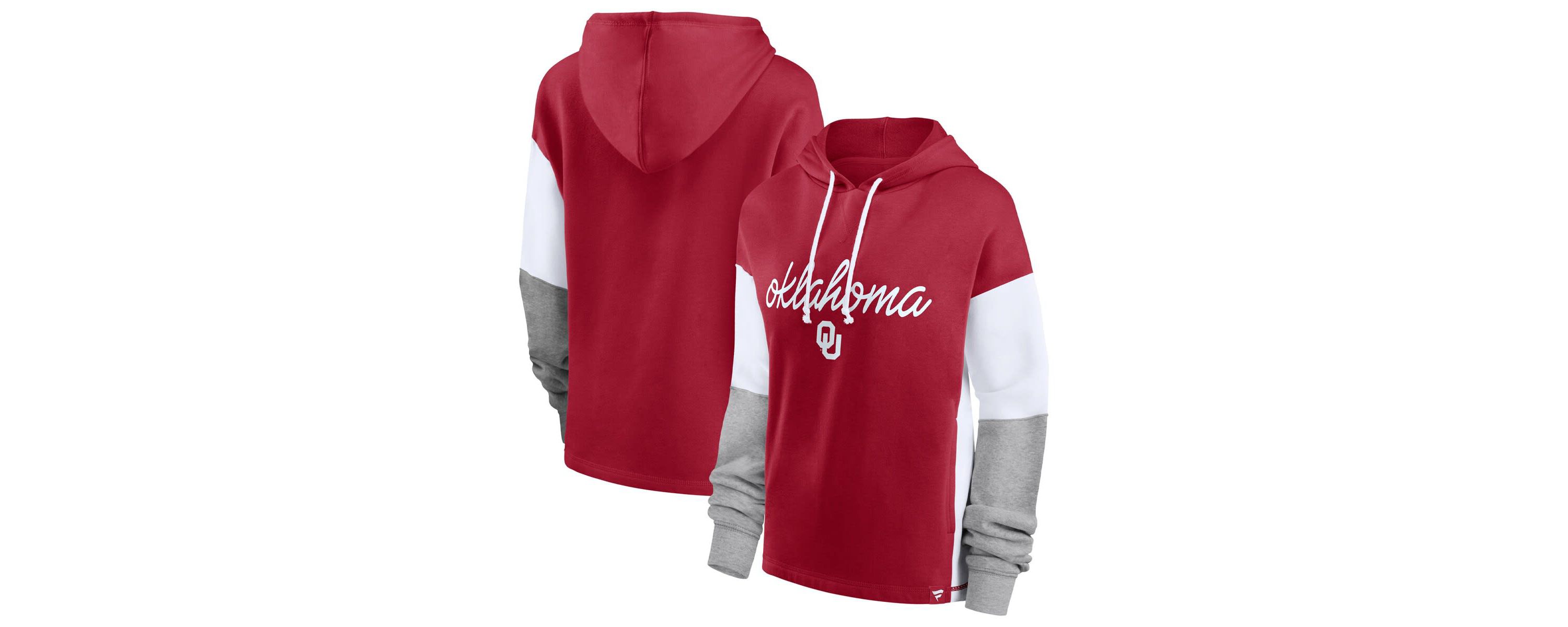 NCAA Fanatics Oklahoma Sooners Play It Safe Colorblock Pullover Hoodie