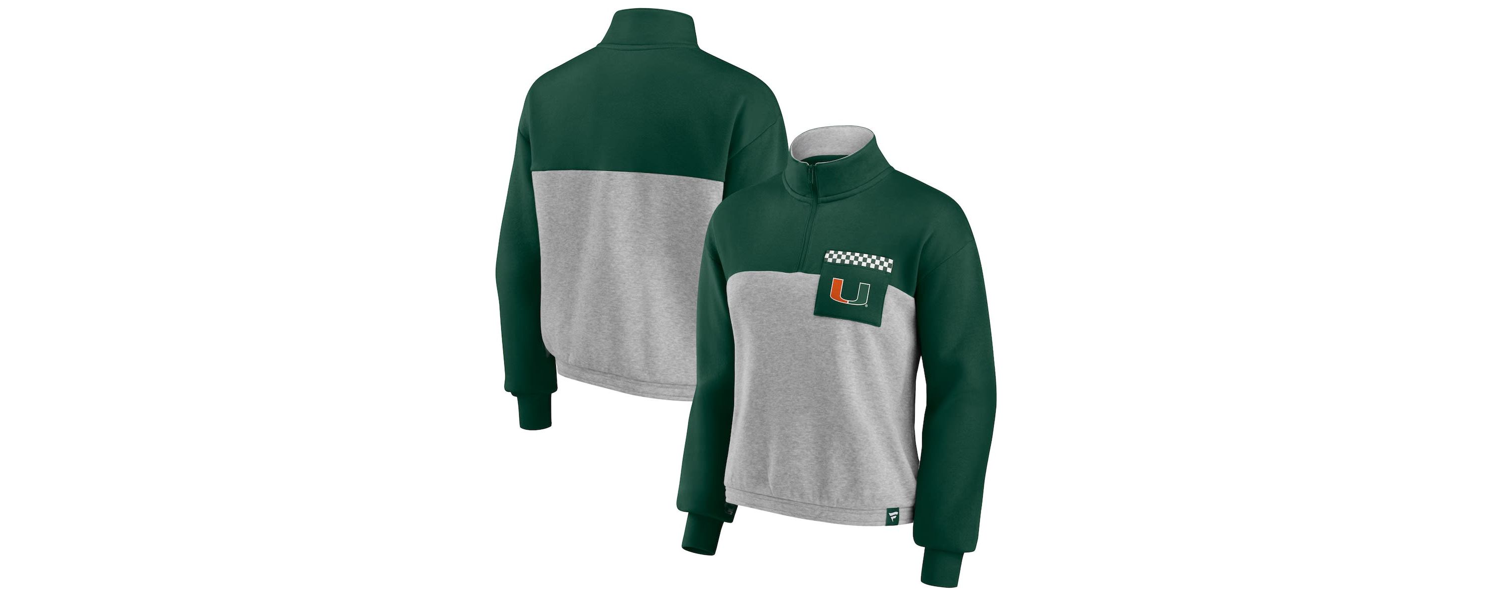 Miami (FL) Hurricanes NCAA Fanatics ed Miami Hurricanes Sideline to Sideline Colorblock Quarter-Zip Jacket