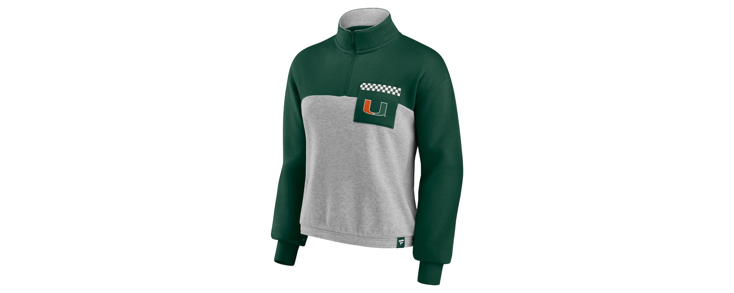 Miami (FL) Hurricanes NCAA Fanatics ed Miami Hurricanes Sideline to Sideline Colorblock Quarter-Zip Jacket